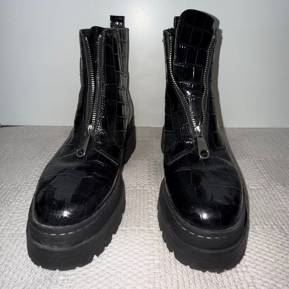 Croco Leather Platform Boot